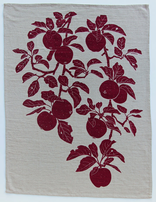 Apple Kitchen Towel in Gravenstein on Natural Linen