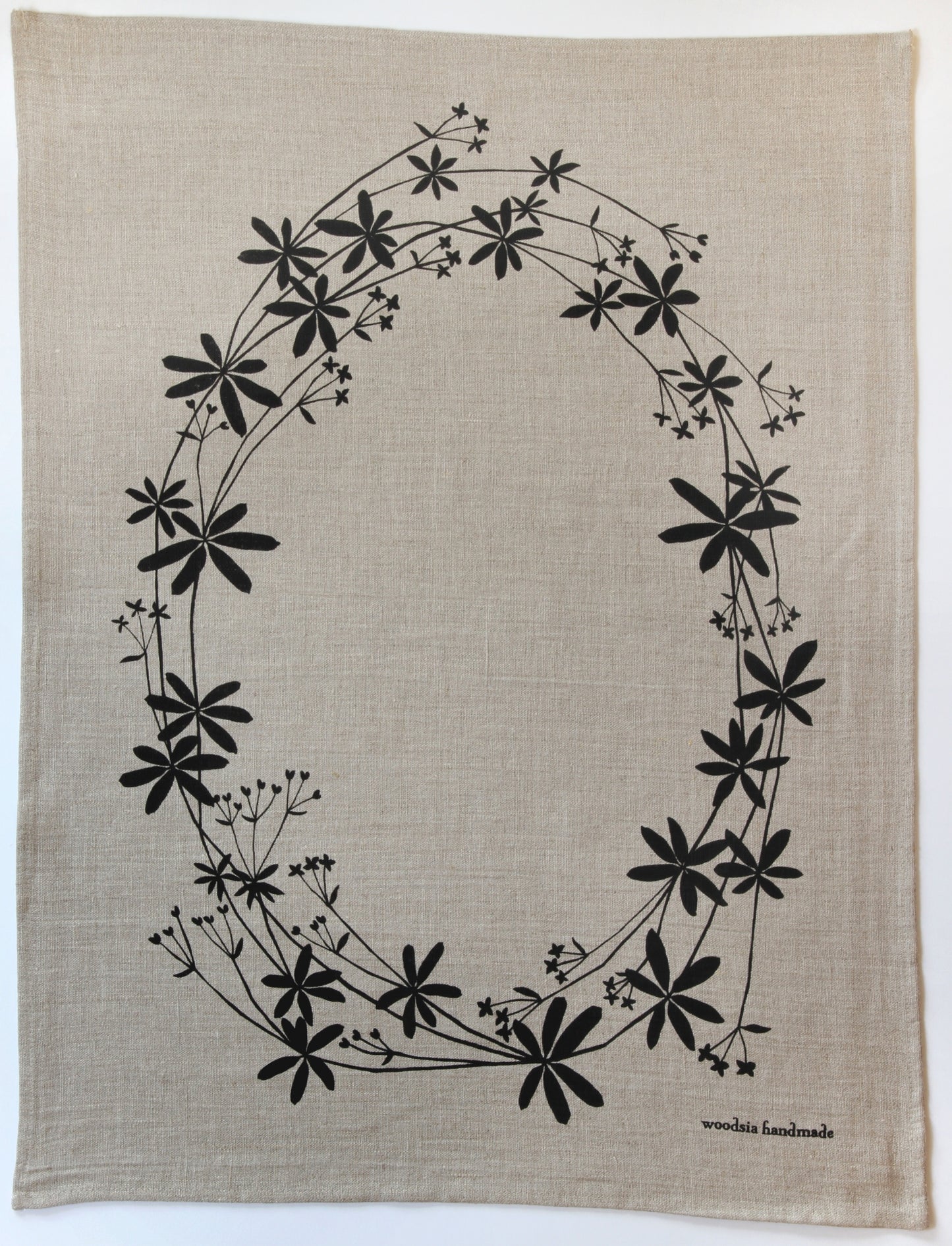 Bedstraw Kitchen Towel in Ink on Natural Linen