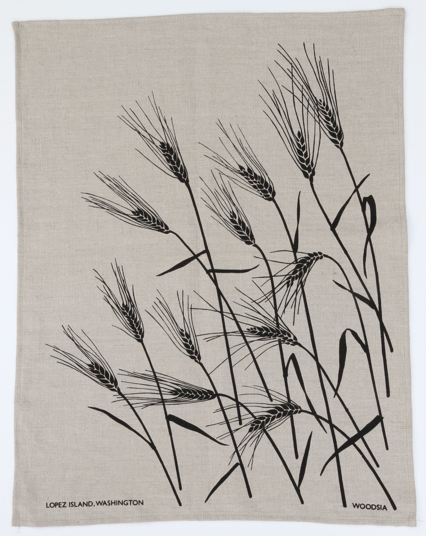 Wheat Kitchen Towel in Black on Natural Linen