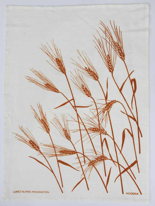 Wheat Kitchen Towel in Toast on White Linen