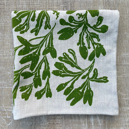 Seaweed Napkin in New Leaf on Natural Flax Linen