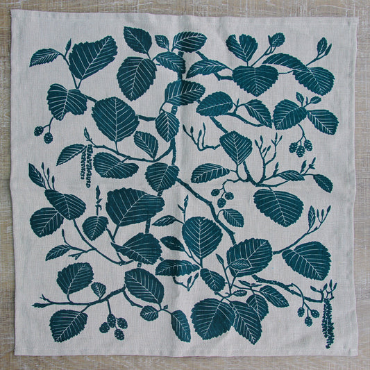 Alder Napkin in Peacock on Natural Linen