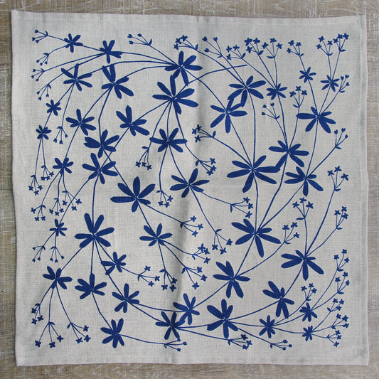 Bedstraw Napkin in Cornflower on Natural Linen