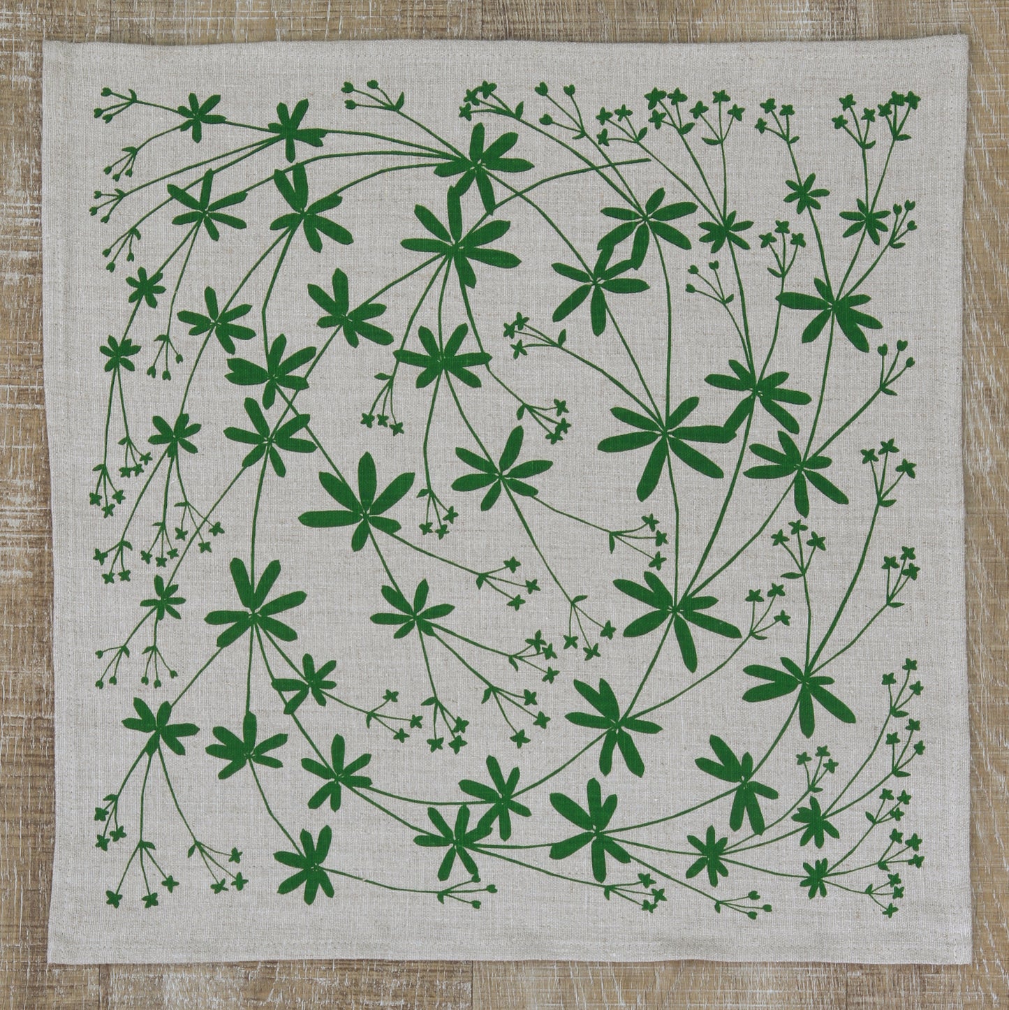 Bedstraw Napkin in Pine Green on Natural Flax Linen