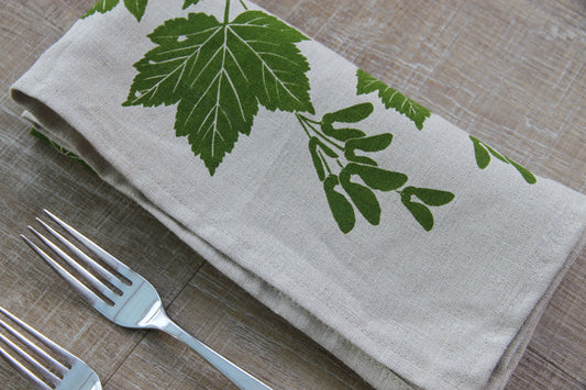 Douglas Maple Napkin in Sprig on Natural Linen