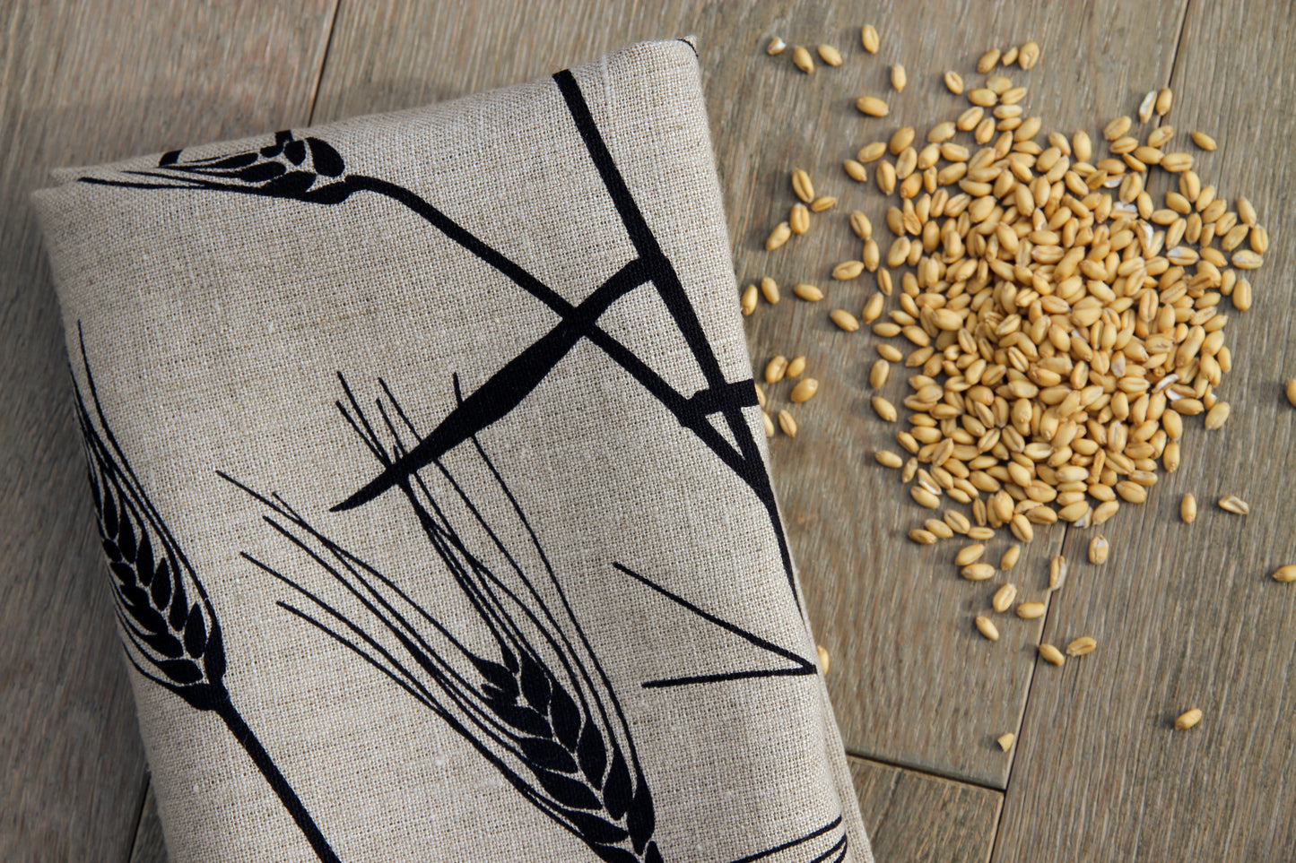 Wheat Napkin in Coal on Natural Linen