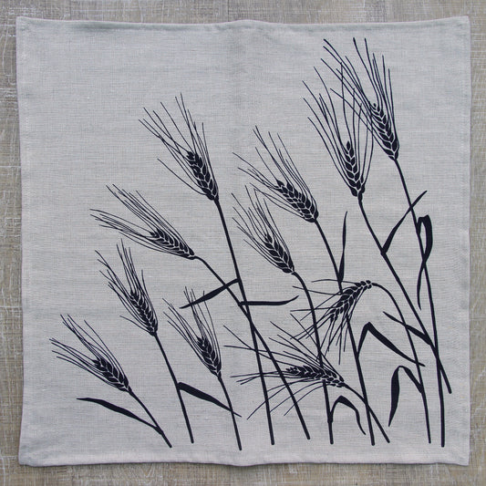 Wheat Napkin in Coal on Natural Linen