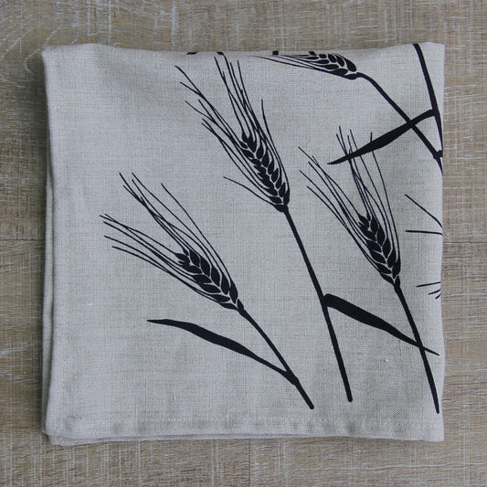 Wheat Napkin in Coal on Natural Linen