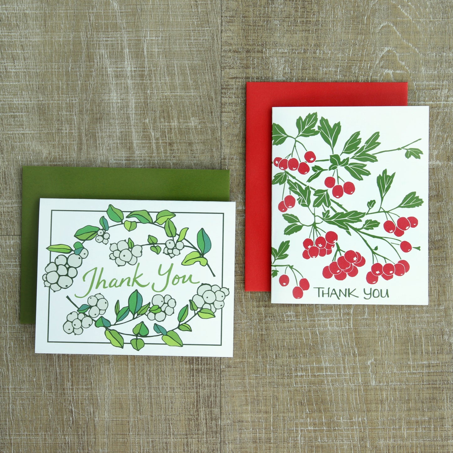 4 Winter Thank You Notecards