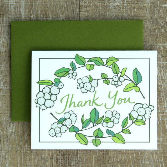 4 Snowberry Thank You Notecards