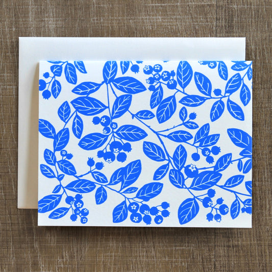 4 Blueberry Notecards in Two Blues