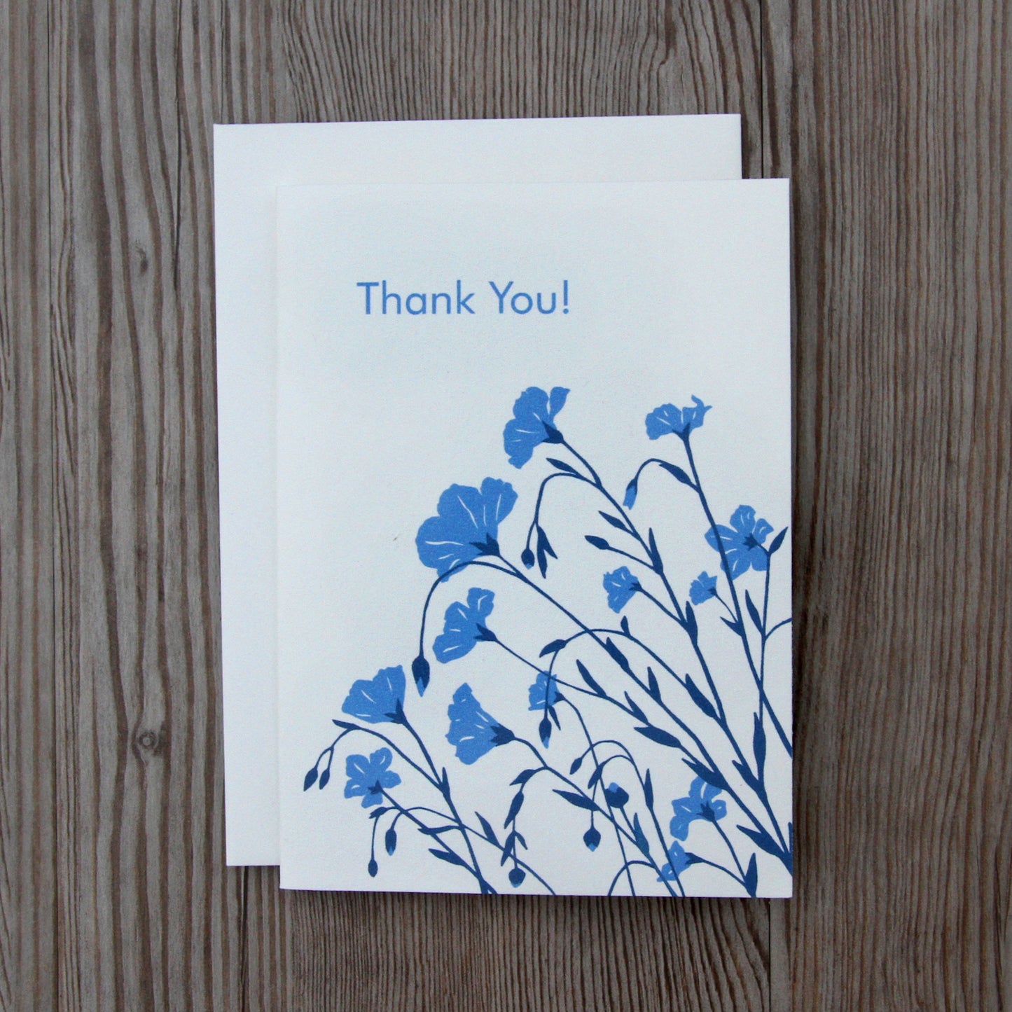 4 Flax 'Thank You' Notecard in Flax Blue