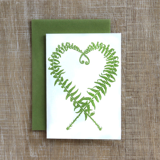 Sword Fern Heart Notecards in Fern