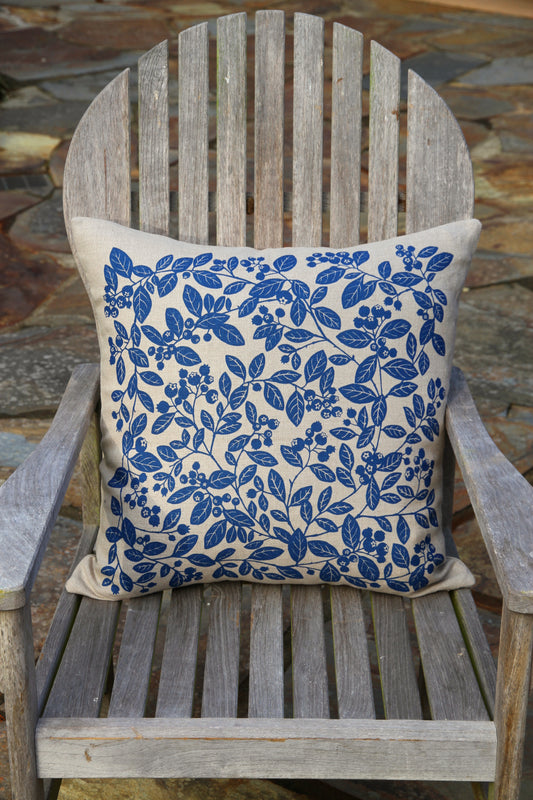 20" Blueberry Linen Pillow in Summer Blue
