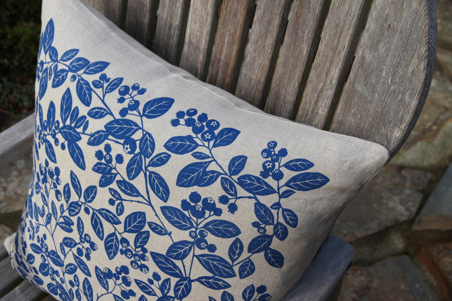 20" Blueberry Linen Pillow in Summer Blue