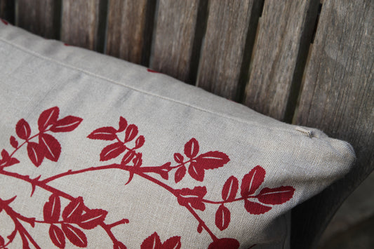 20" Nootka Rosehip Pillow in Rosehip Red